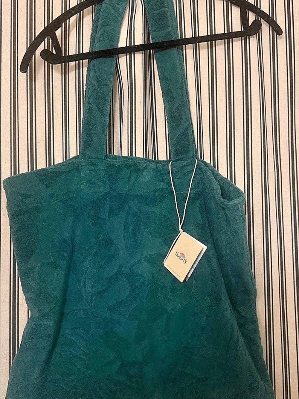 Faherty Towel Terry Tote Green NWT